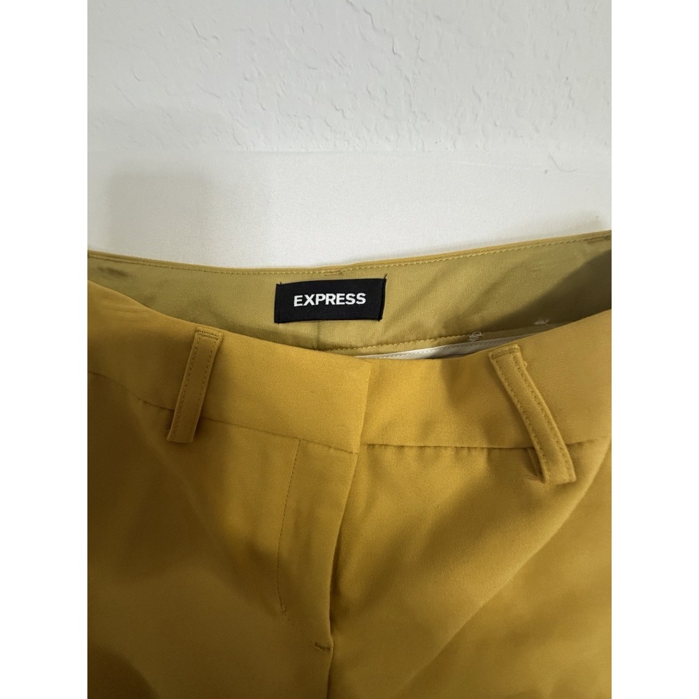Express Columnist Ankle Pants 00P Petite Yellow Mid Rise Stretch Slim - Picture 3 of 8